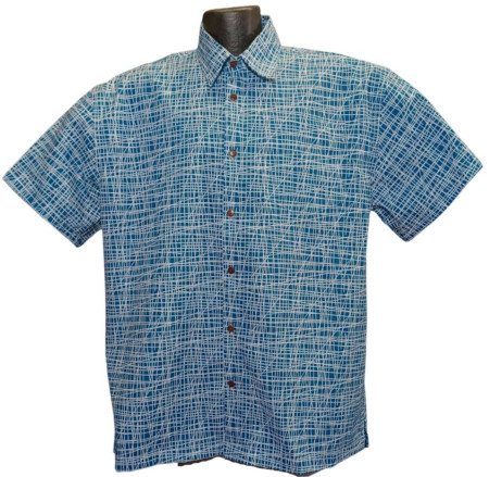 Navy Blue Retro  Hawaiian Aloha Shirt